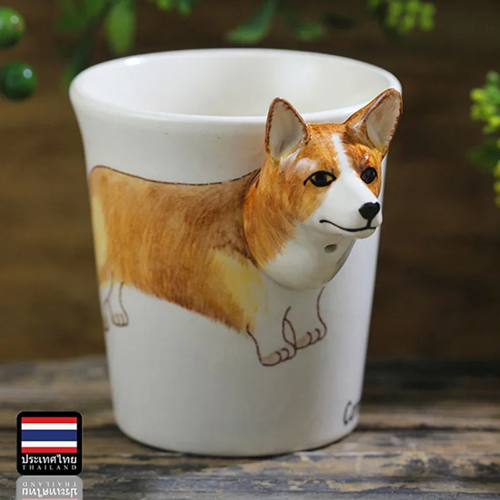 

Керамическая кофейная кружка из Таиланда, ручная роспись, знаменитая фигурка собаки, чашка для воды, мультяшная чашка с животными, Офисная кофейная чашка