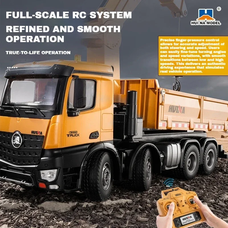 1/14 Huina Rc Excavator 3in1 Truck Model 26Ch Alloy Engineer Vehicle Remote Control Car Radio Controlled Trailer Christmas Gifts