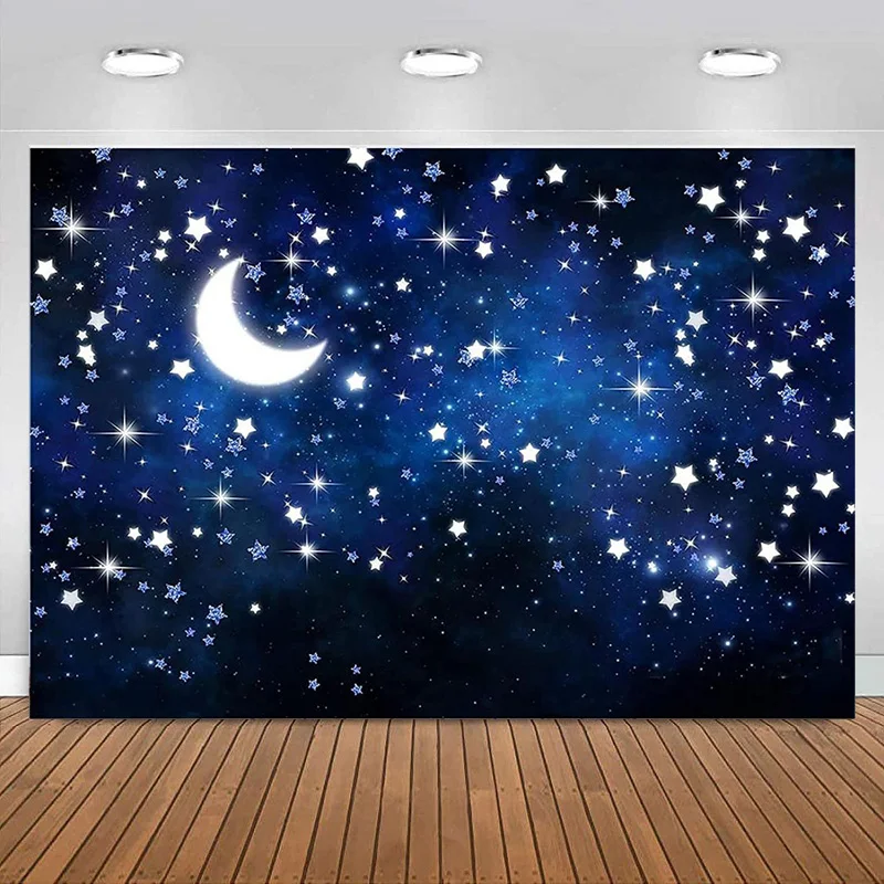 Starry Night Fondale Galaxy Night Sky Photography Background Compleanno Baby Shower Decoration Twinkle Little Star Newborn Banner