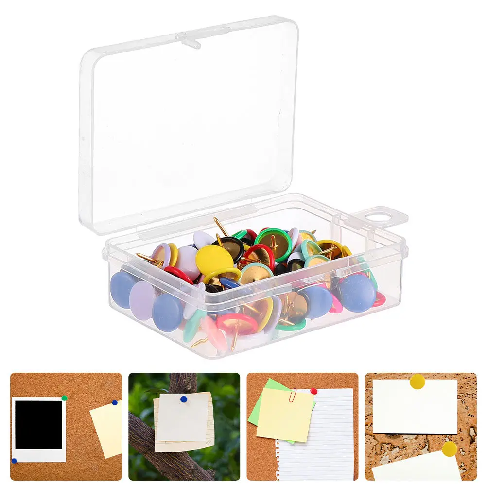 200Pcs 혼합 색상 플라스틱 압정 플랫 헤드 푸시핀 포인트 팁 게시판 지도 마커 사무실 학교 DIY 용품