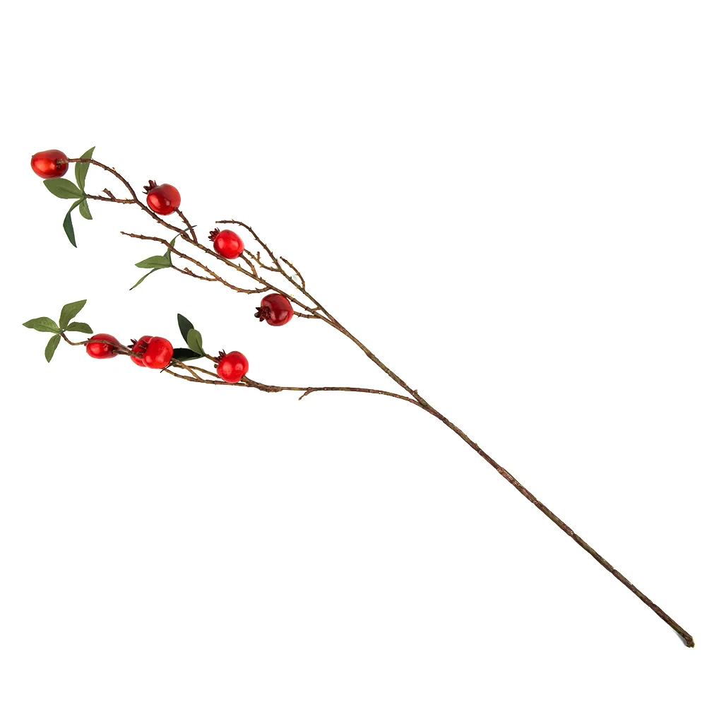 9-köpfe Granatapfelzweig mit Blättern, rote künstliche Früchte, Blumen für Hochzeit, Party, Tabel, Dekoration, Zuhause, Geburtstag, Dekoration – Detail 4