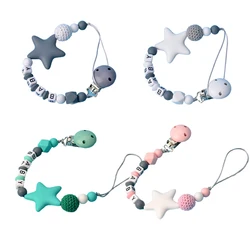 Cadena de chupete para bebé, mordedor de silicona de cinco estrellas, cadena anticaída, productos para bebé