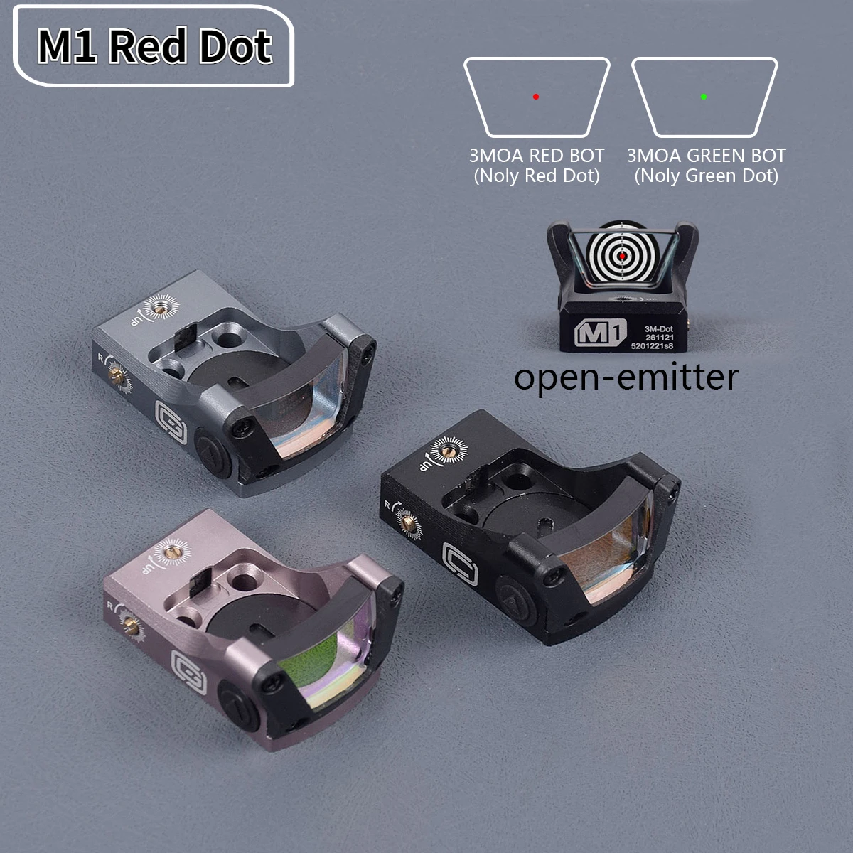 Mira telescópica para Rifle de caza, visor táctico de pistola Airsoft M1 RMR, punto rojo y verde, 3MOA, con montura Glock