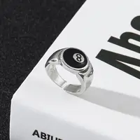Black Ball 8 Adjustable Ring Male Ring Punk Cool Charm Jewelry Motorcycle Cocktail Party Accessories 2