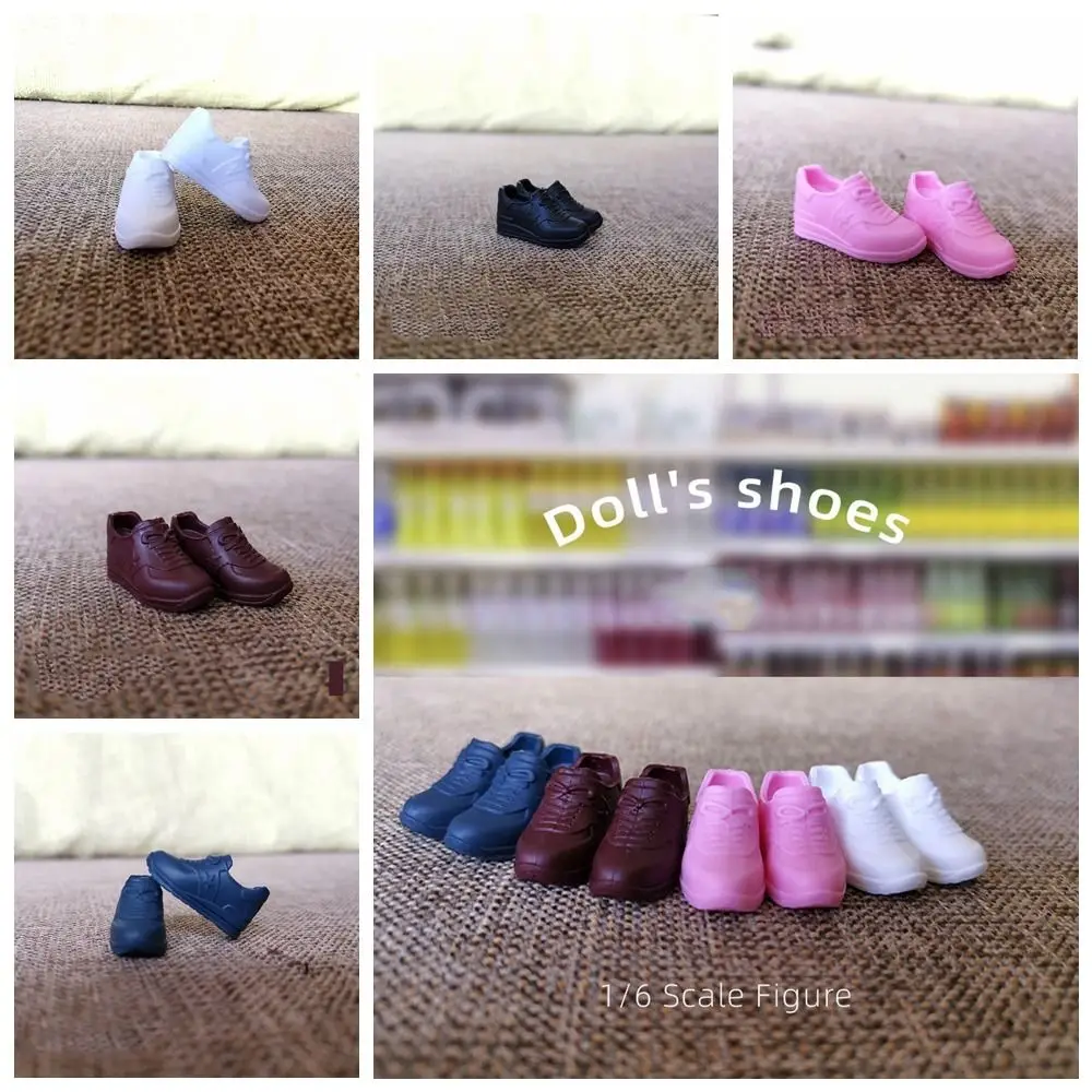 Round Toe 30cm Doll Sneakers Solid Color Sneakers 1/6 Doll Shoes Cute Mini PVC Doll Casual Shoes 2cm Fit for Foot Length 2cm