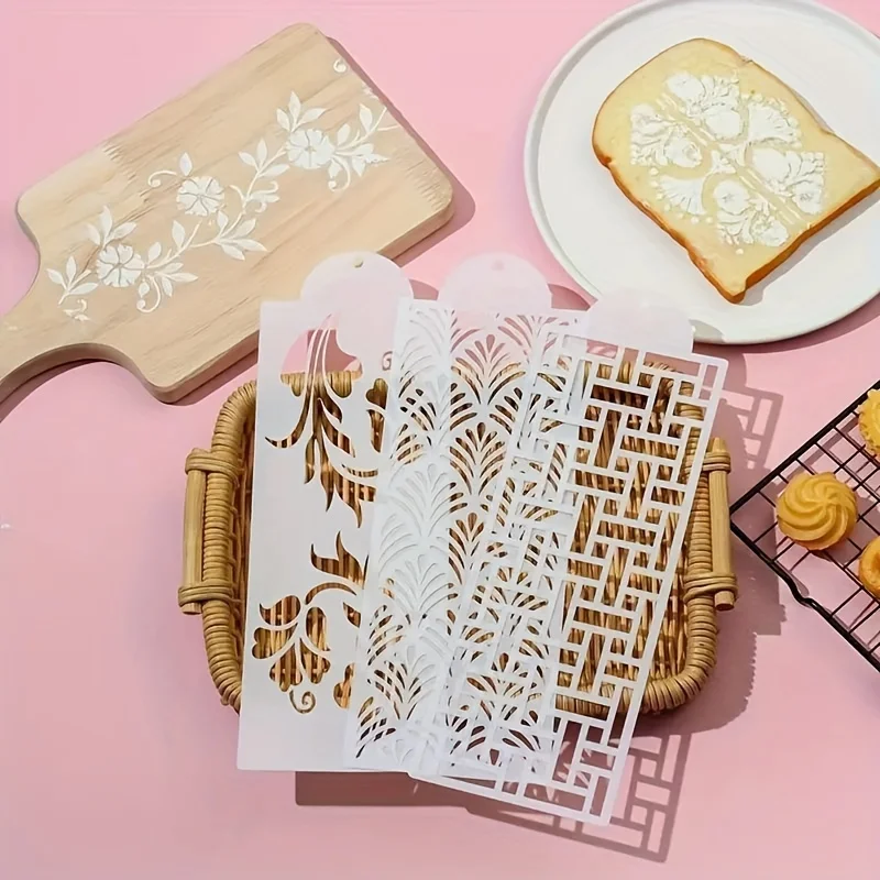16PCS 레이스 케이크 스텐실 세트 버터 크림 퐁당 장식 Eid 웨딩 생일 DIY 디저트에 대한 베이킹 도구