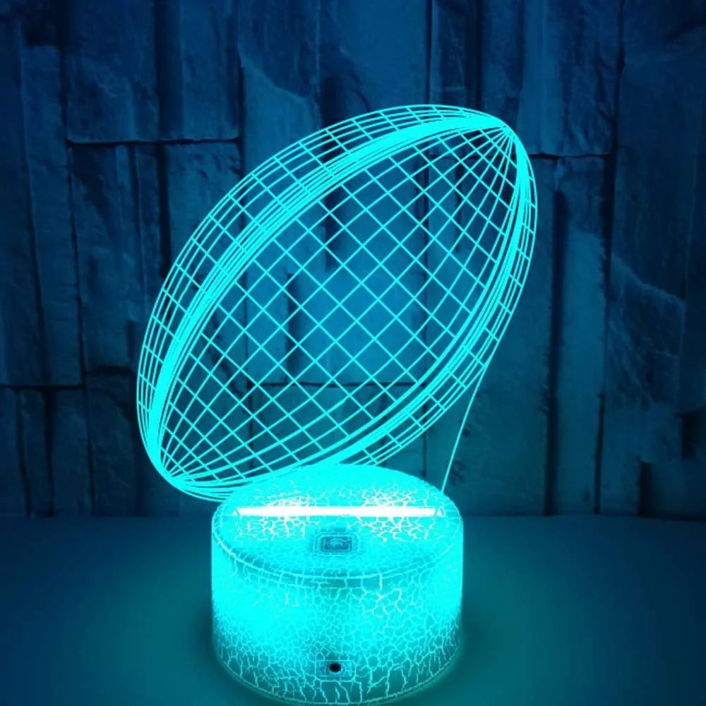 FISSEN 3D Rugby Football LED Veilleuse Lampe D'illusion Lumière De Nuit
