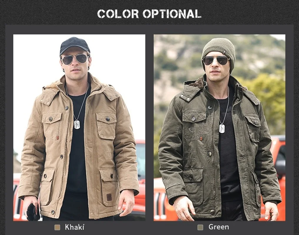 8XL Men Winter Long Casual Military Army Warm Jacket Parkas Coat Men Autumn Cotton Thick Fleece Pockets Cargo Parkas Men New