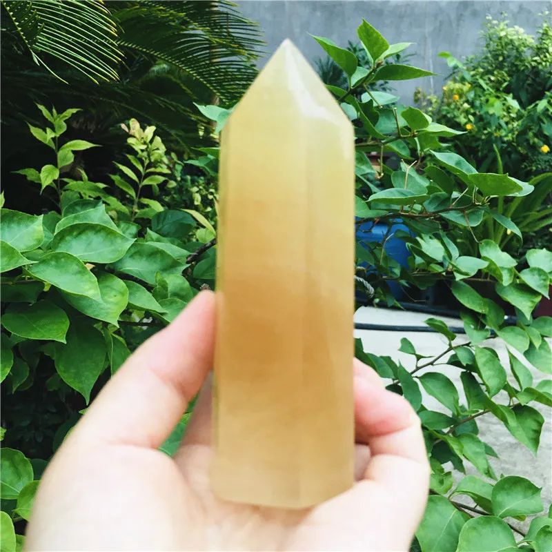 

11cm Natural crystal yellow plaster wand home decoration