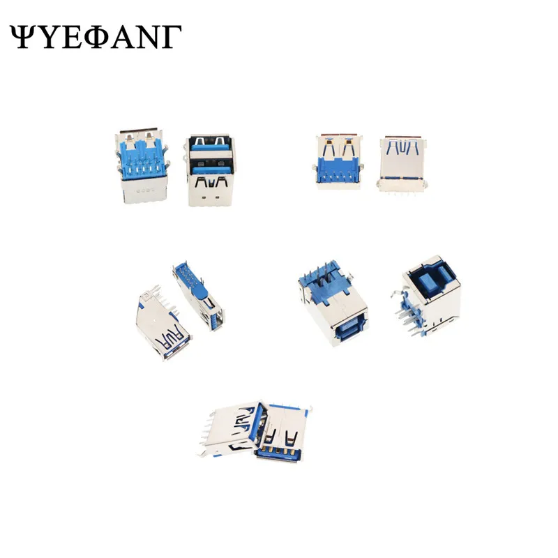 5Pcs Connettori Usb 3.0 A Tipo Femmina Af Tipo Inserimento Laterale A 90 Gradi Micro Connettore Per Trasmissione Dati Ad Alta Velocità Da 180 Gradi