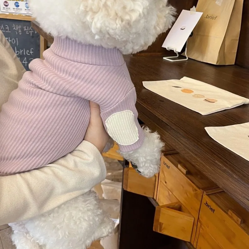 Fashion Pet Dog Bottoming Shirt Puppy Solid Color Clothes Winter Teddy Warm Two Legged Clothing Pet poodle Pullover Dog Jackets For Pet Clothes