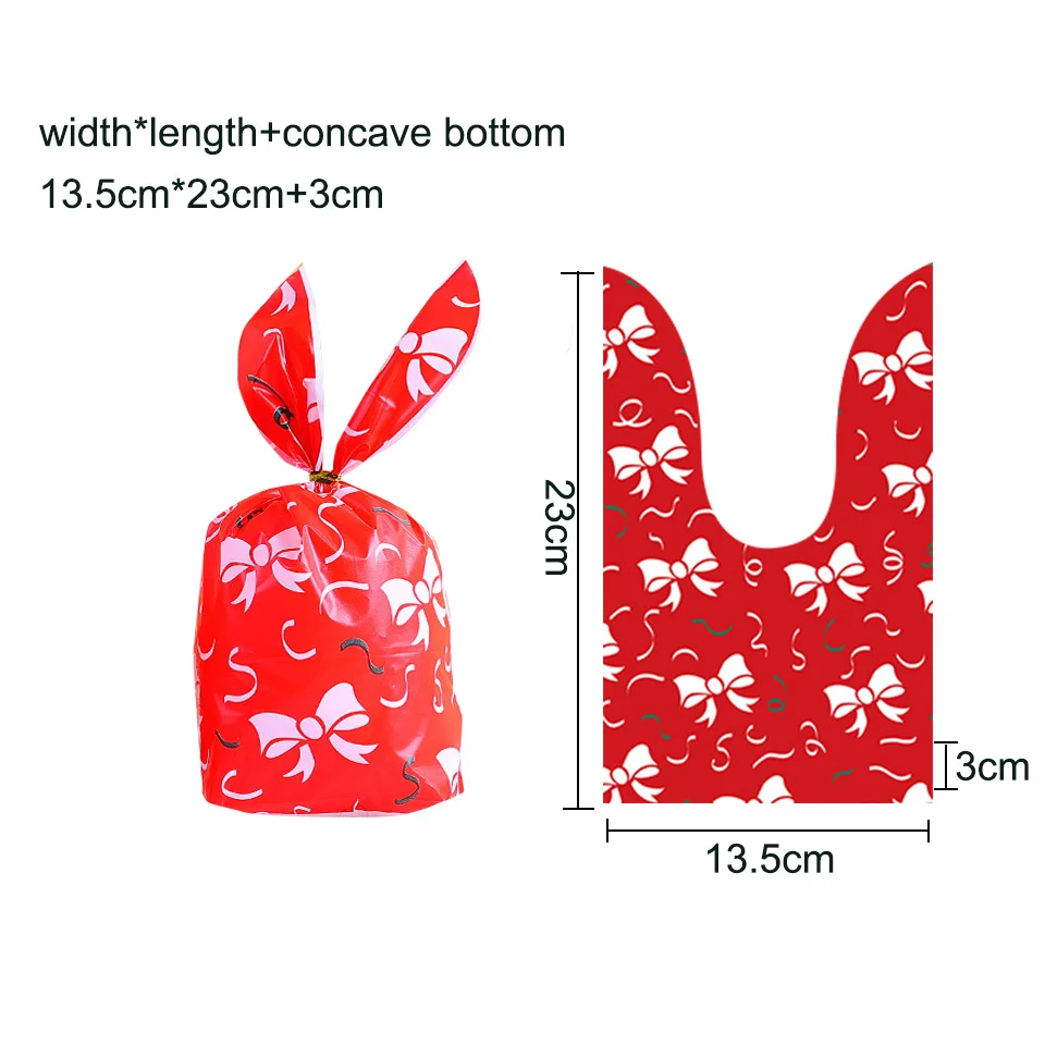 thumbnail image 1 of 10/20 piezas de bolsas de plástico para dulces navideños con forma de orejas de conejo, bolsas de cartón para dulces de Papá Noel y muñeco de nieve para galletas navideñas, suministros de embalaje par, 1 of 5