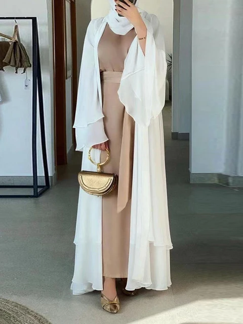 Robe de Ramadan en mousseline de soie, Abaya, dubaï, turquie, Kaftan musulman pour femmes, Kimono modeste, Caftan Marocain, vêtements islamiques