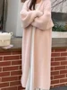 Autumn/Winter Lazy Style Warm Knee Length Thickened Women Cardigan Pure Imitation Mink Fleece Knitted Sweater Women Warm Coat 3