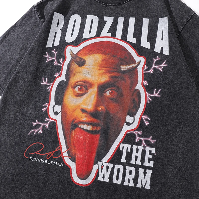 Dennis Rodman Hip Hop T-shirt Streetwear 90 Rodzilla Vintage Summer Fashion  Cotton Men New TEE TSHIRT Womens Tops - AliExpress