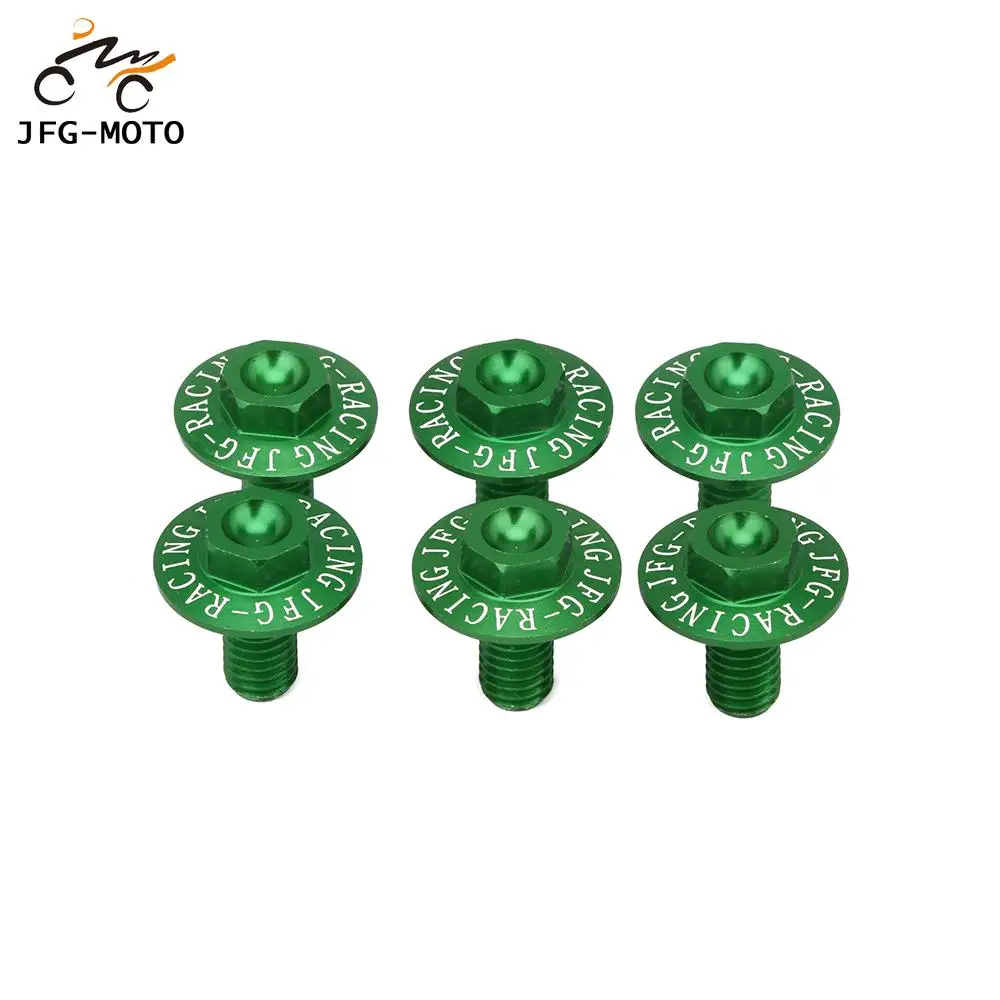 

For KAWASAKI KX80 KX85 KX125 KX250 RMZ250 250SB KX250F KX450F KLX450R KLX250 KX KLX Motocycle 6 PCS Green Fork Guard Screw Bolts