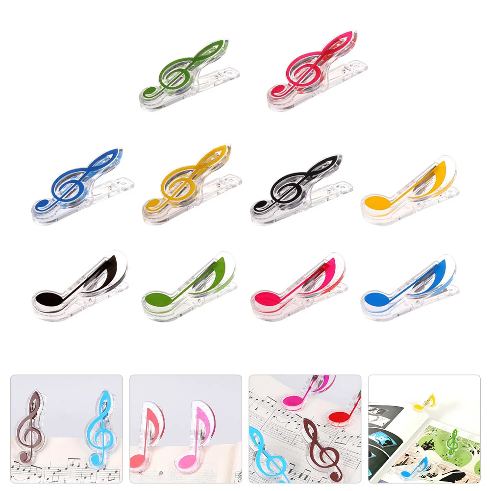 

10Pcs Score Clips Music Book Clips Music Notes Shaped Clamps Creative Sheet Clips