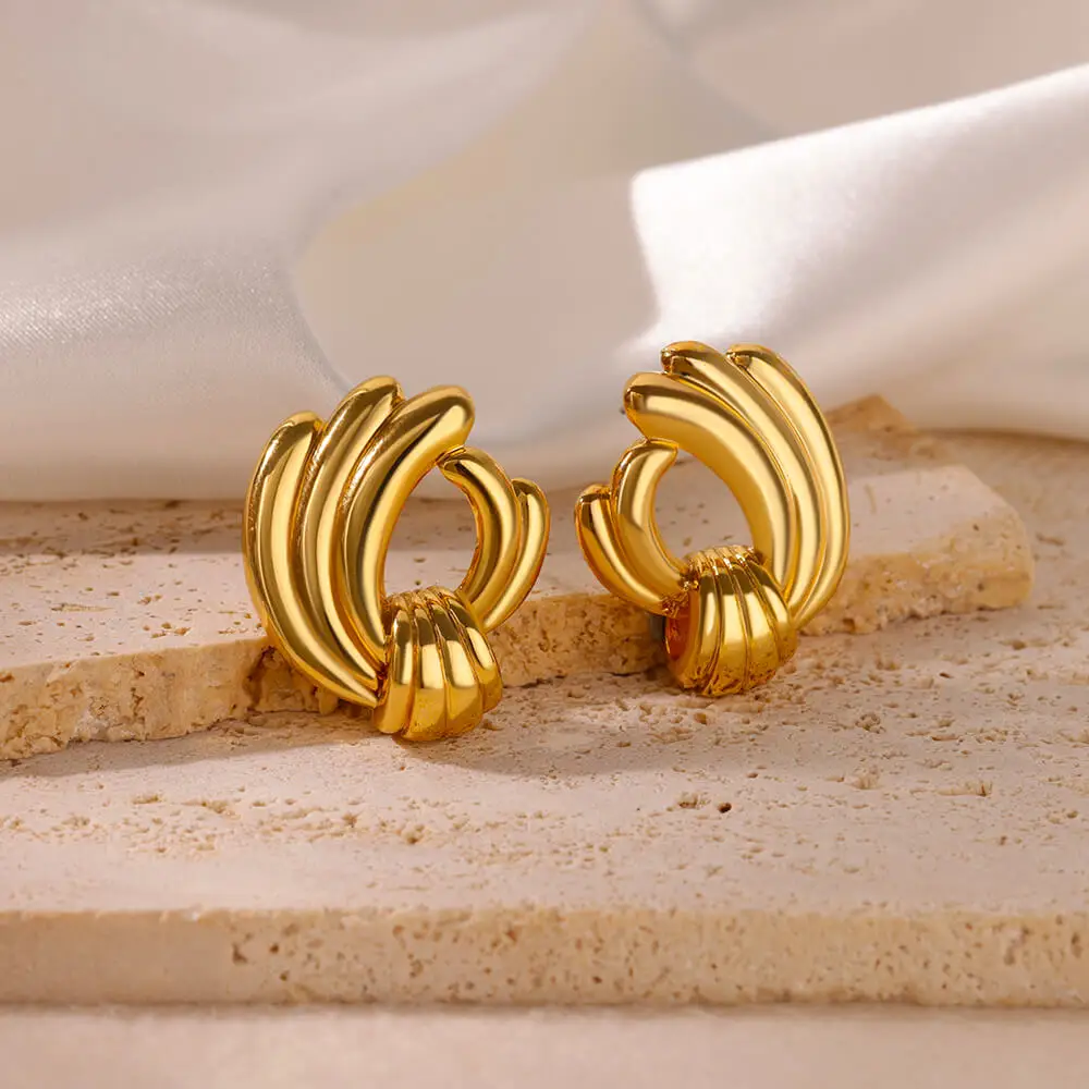 French Style Stainless Steel Stud Earrings for Women