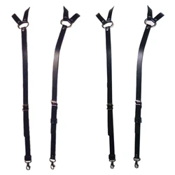 Hook on Adult Suspenders Elastic Suspender PU Leather Adjust Suspenders 28TF