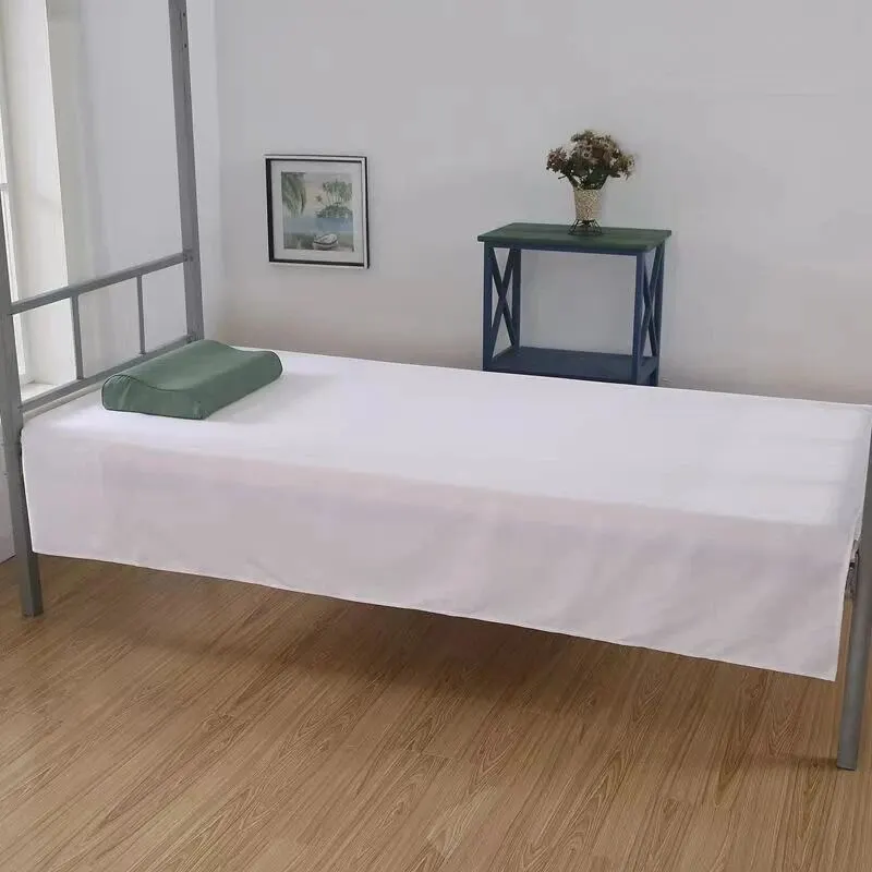 Bed Sheet 120x210cm Solid White Flat Sheet Polyester Bedding Sheets Sanding Flat Bed Sheet For Students
