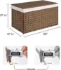 160 Liter Storage Box, Wicker Blanket Storage Basket with Handles, Foldable, Removable Fabric Liner 1