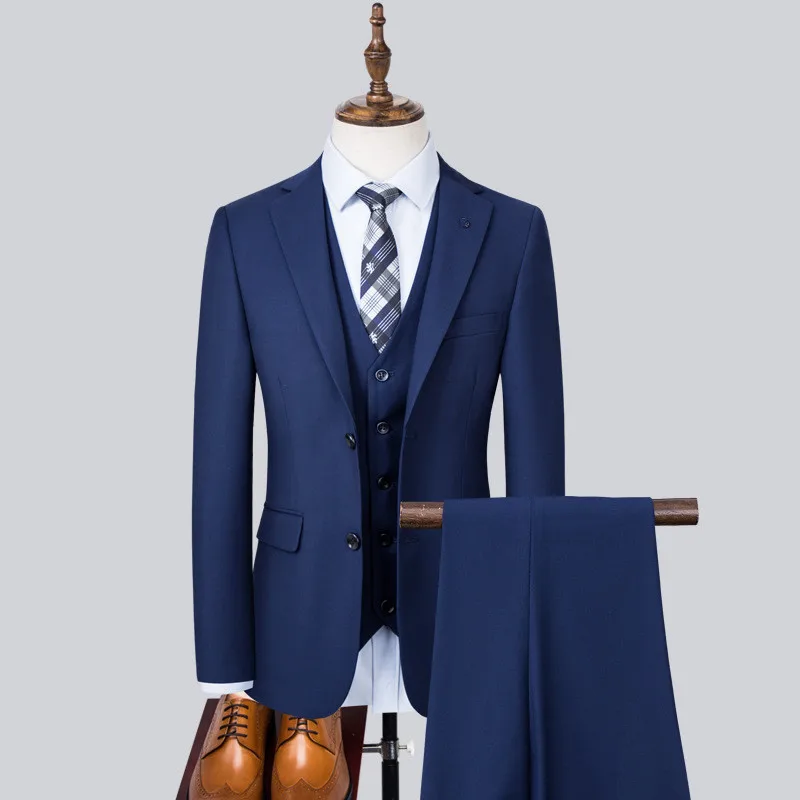 Men 3 Pieces Formal Dress Suits Wedding Groom Tuxedos Best Man Blazer Jacket Vest Trousers