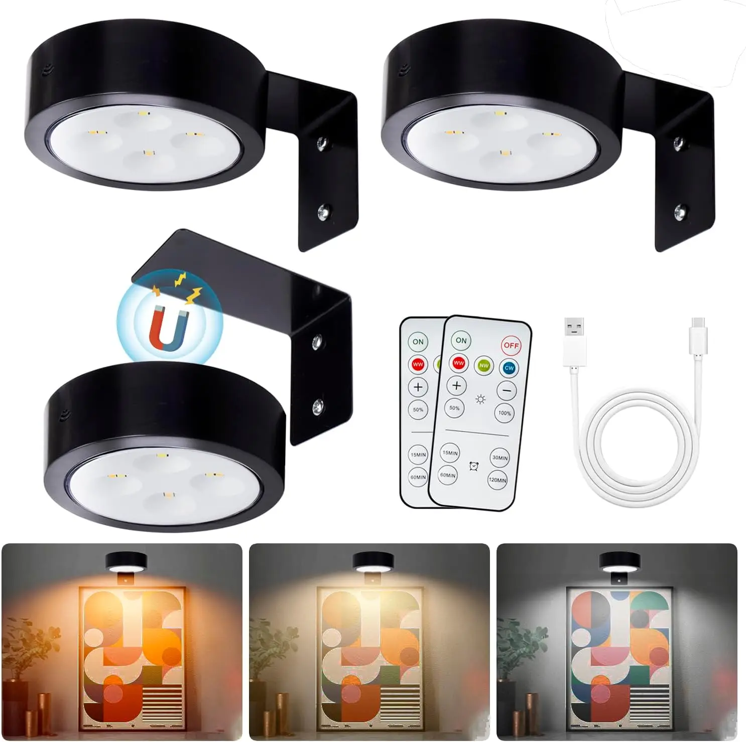 ไฟตกแต่งผนังบ้าน 13 สี ไฟ LED แม่เหล็ก RGB สำหรับกรอบรูป ภาพวาด พร้อมรีโมทคอนโทรล 1