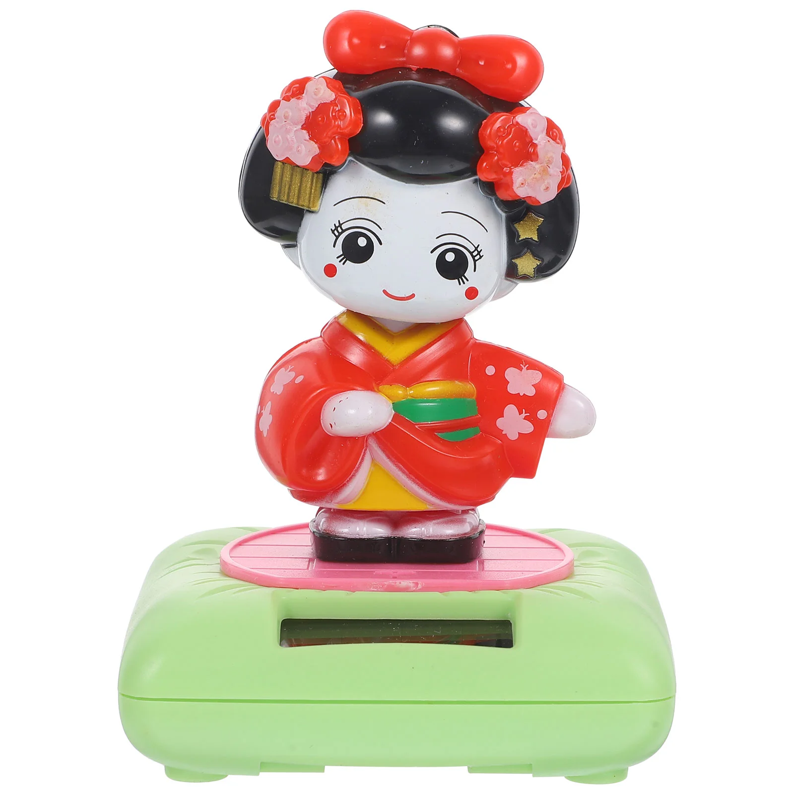 

Japanese Kimono Geisha Doll Solar Powered Dancing Shaking Head Figure Traditional Asian Car Dashboard Ornament