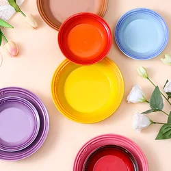 6 Inches Colorful Dinner Plates Set Creative Ceramic Bowl Cutlery Steak Plate Western Small Plate Kitchen Tableware Home Dish