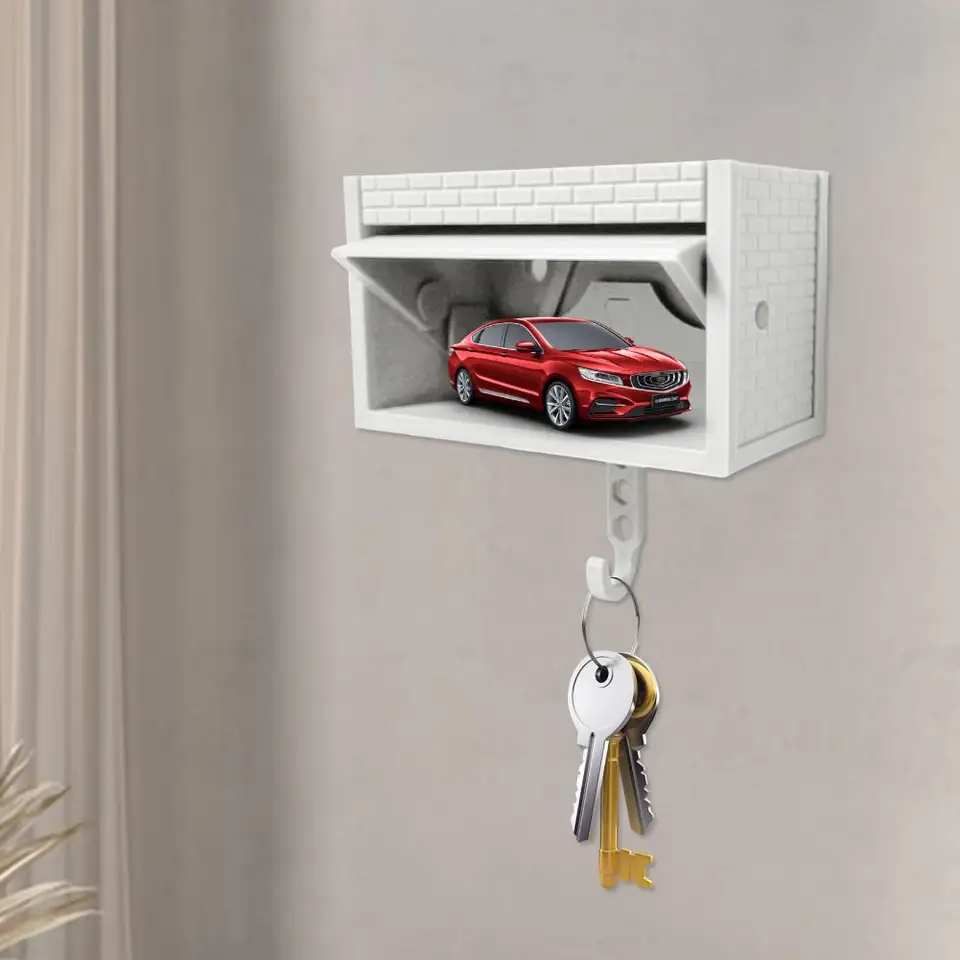 Llavero De Pared Con Puerta De Garaje - Divertido Y Práctico Para Guardar Llaves