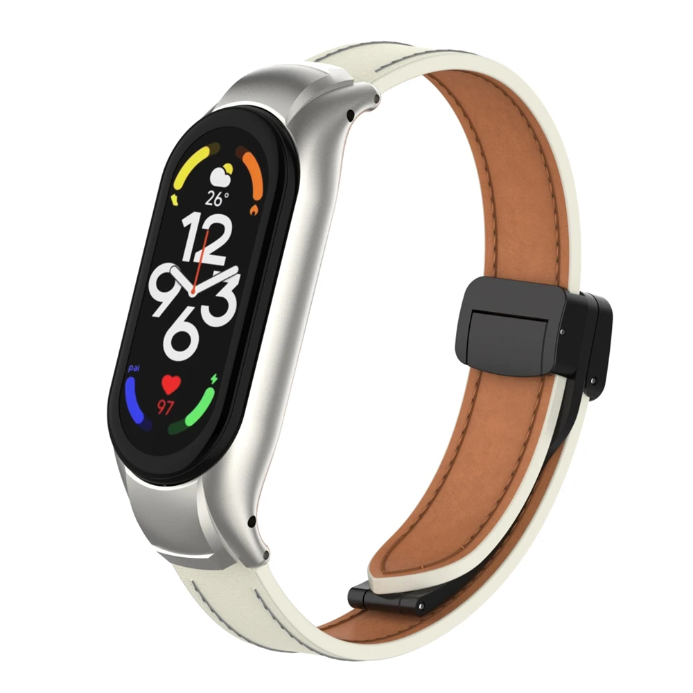 Premium Leather Magnetic Buckle Wristband for Smartwatch - Elegant Watchband Bracelet Accessory