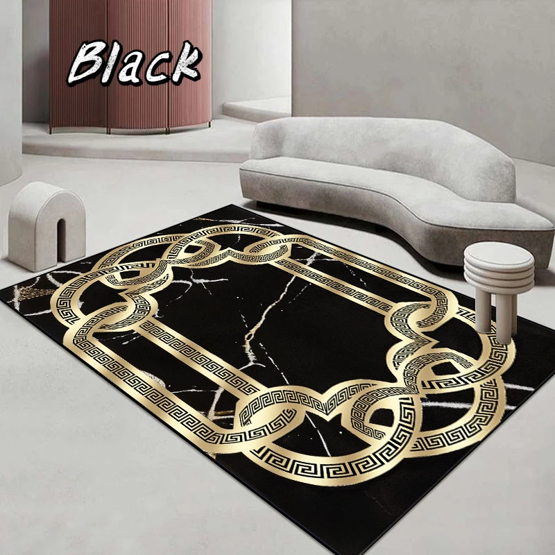

Роскошные мраморные коврики черного и золотого цвета для гостиной, Нескользящие моющиеся коврики для спальни, украшение для балкона, дивана, зоны стола, напольный коврик