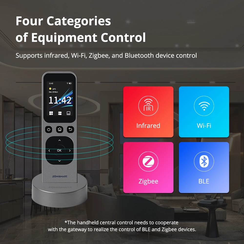 Smart WiFi Zigbee BLE Central Remote Control with HD Touch Screen Wireless Charging Base Infrared Control Work with Tuya APP