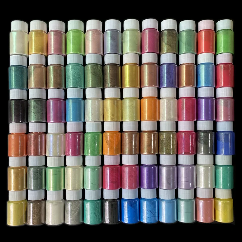 80*10g Mica Pearl Powder Cosmetic Grade Epoxy Resin Paint Kit Nails Art Bath Bomb Soap Candle Slime Pearlescent Pigment