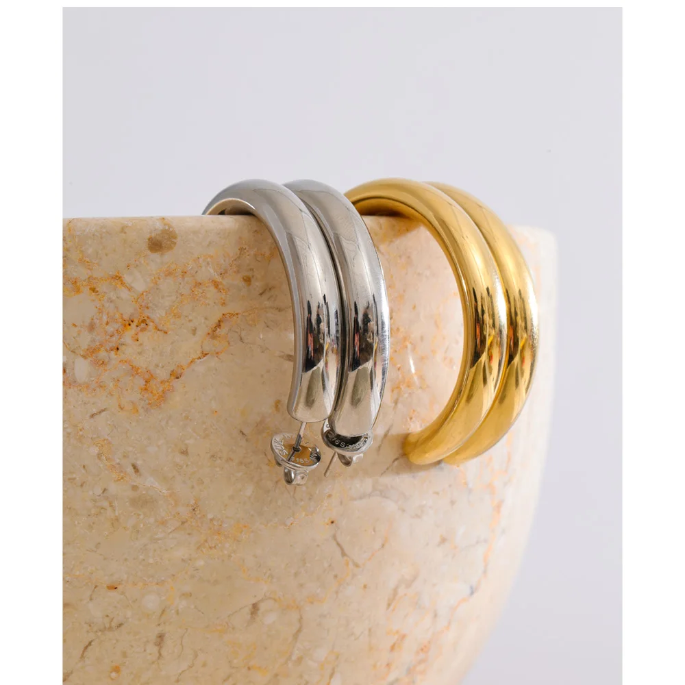 Yhpup 40mm Anti-allergy Stainless Steel Hoop Earrings