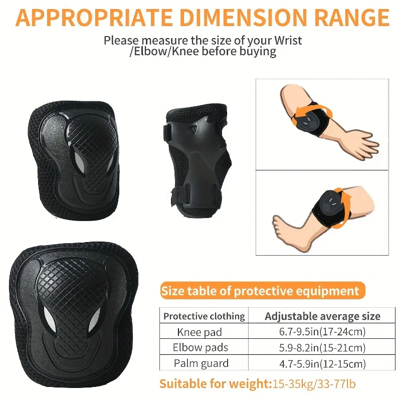 6Pcs/Set Elbow Knee Pads Skating Protector Skateboard Bicycle Sports Protective Gear Riding Roller Wrist Guard Kids Adults BMX 3 6Pcs/Set Elbow Knee Pads Skating Protector Skateboard Bicycle Sports Protective Gear Riding Roller Wrist Guard Kids Adults BMX - Billede 3