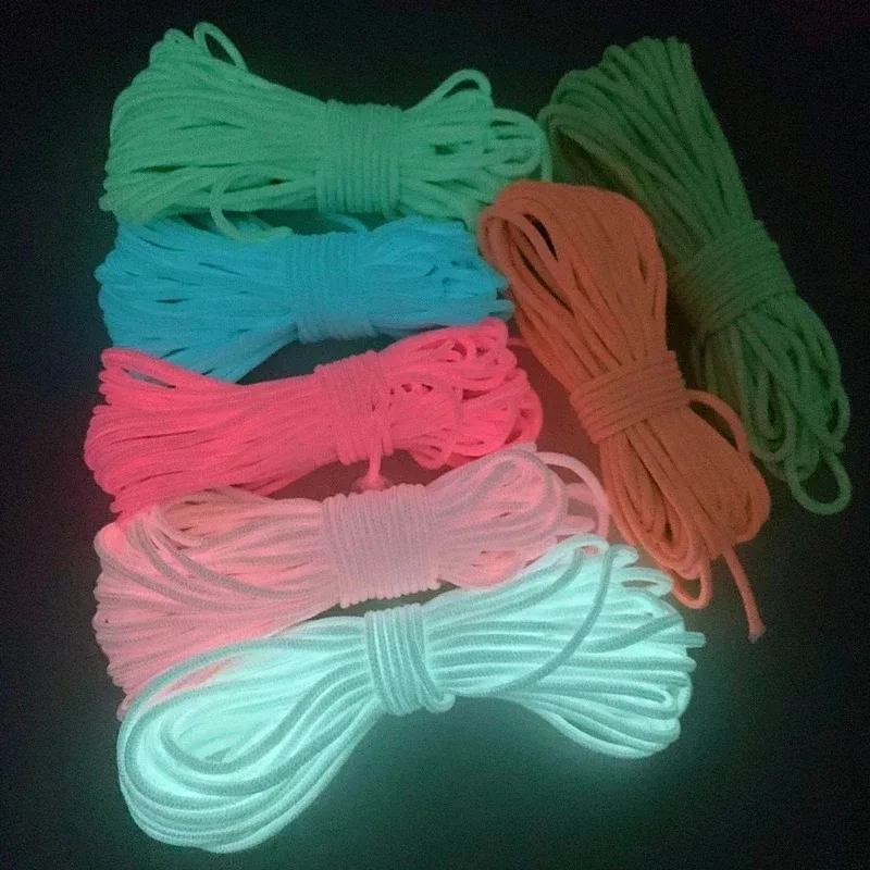 Glow In The Dark Luminous Rope 9 Strands 4mm Paracord Nylon 550 Tent Cord Outdoor Parachute Lanyard Camping Survival EDC 1