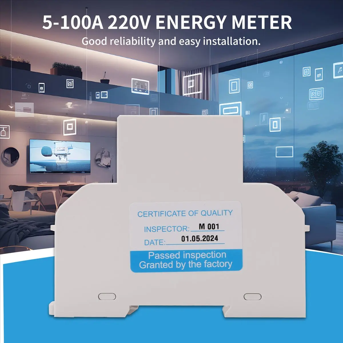 T81C 5-100A 220V 에너지 미터 단상 RS485 MODBUS 프로토콜 LCD 백라이트 디스플레이 딘 레일 와트 미터 에너지 미터