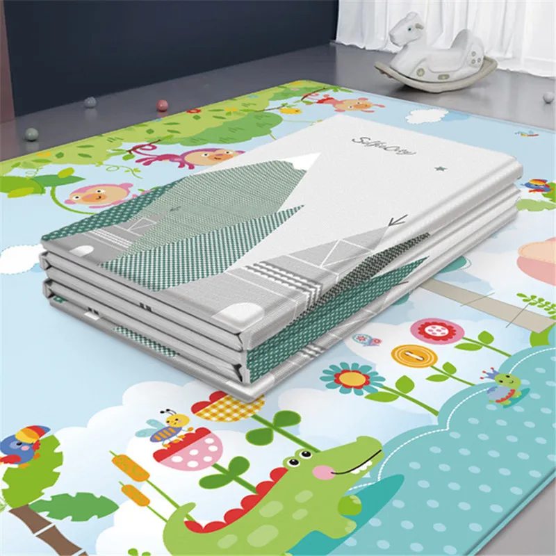Waterproof Baby Play Mat Baby Room Decor Home Foldable Child Crawling Mat Double-sided Kids Rug Foam Carpet Game Playmat t5ec baby linen cotton play mat crawling carpet floor game pad kids children bedroom playmat nursery home decor