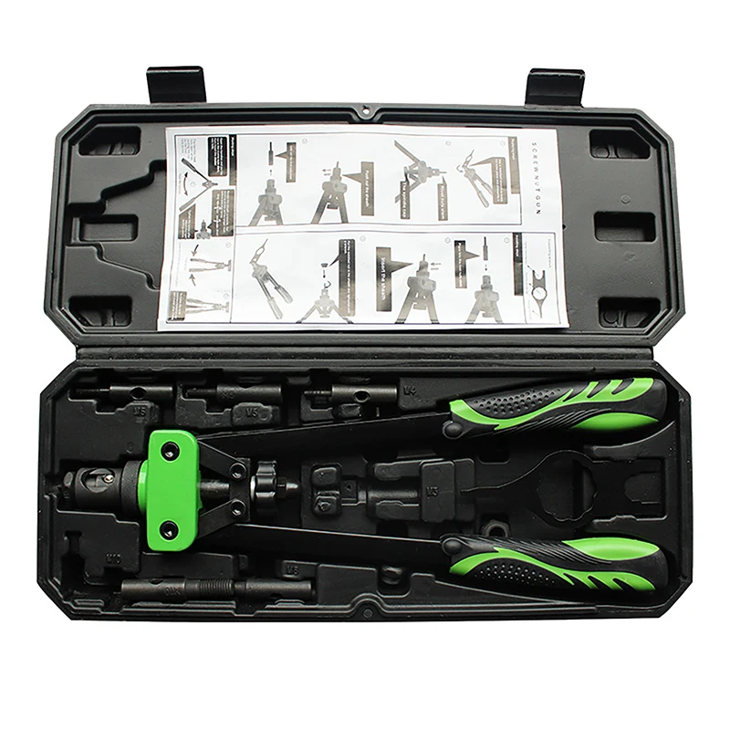 13 Inch Rivet Nut Gun Kit Riveting Tool Heavy Duty Mini Hand Riveter Blind Rivet Gun Tool Gutter Repair Tool Set Riveter