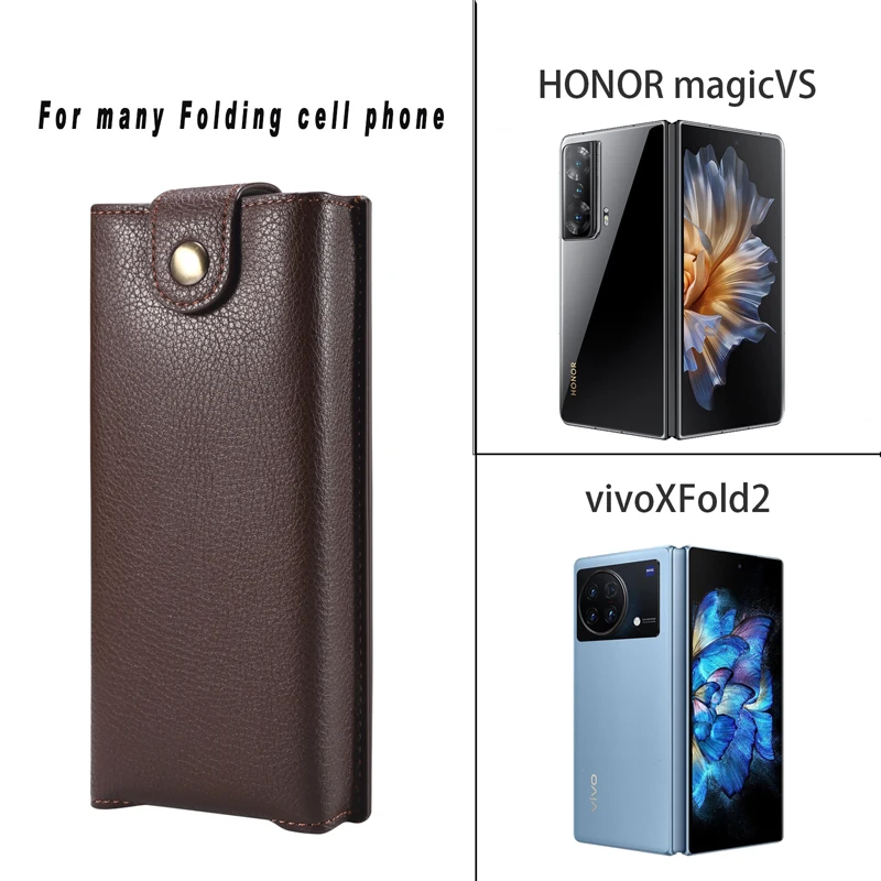 

Litchi Phone Bag For Hornor Magic VS MIX Fold2 Rotate Clip Vertical Waist Pouch For Vivo X Fold 2 Holster with Hang Ring Pocket