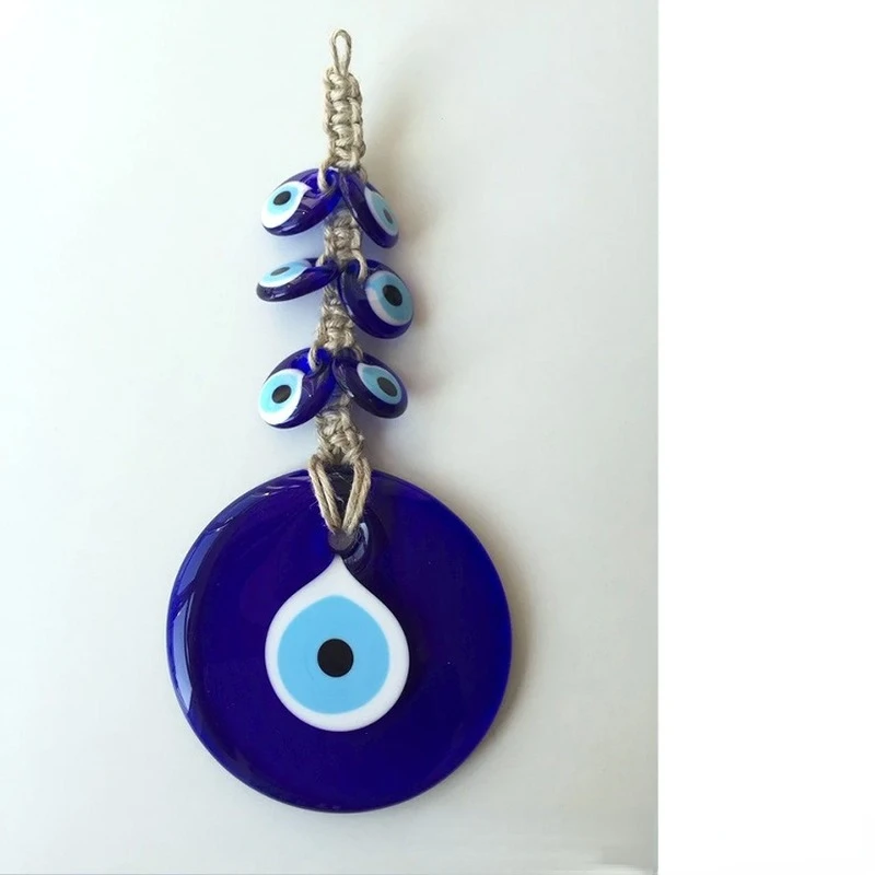 Lucky Eye Glass Blue Turkish Evil Eye Pendant Wall Hanging Multi Color Bead Handmade Decoration for Home Living Room Car wall art decor wall hanging pendant crystal wall hanging glass pendant ornament