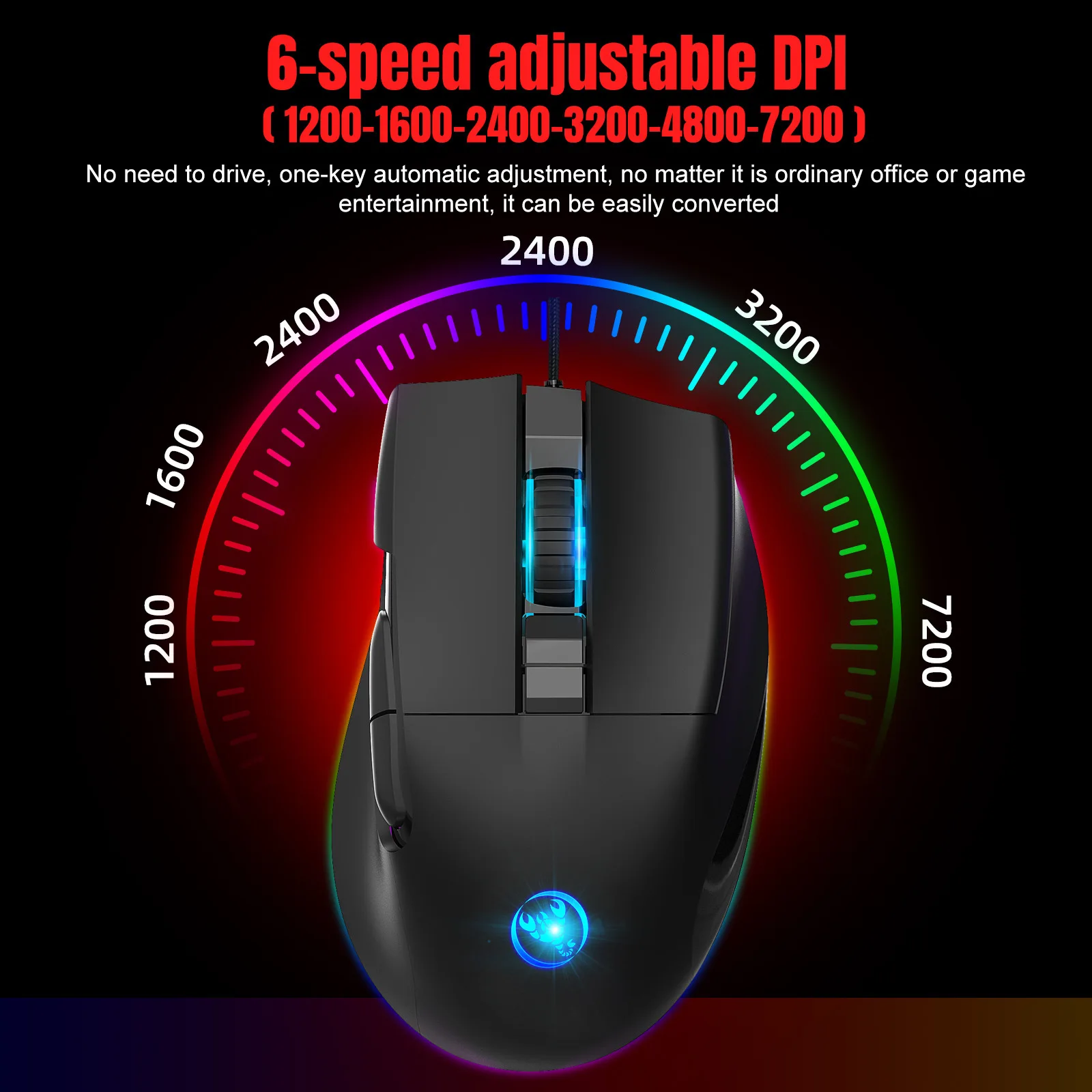 Gaming Mouse Programmable Wired Mouse 7200DPI 8 Button USB Computer Mouse Gamer RGB Mice With Backlight Cable For PC Laptops best gaming mouse for large hands