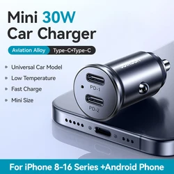 Compact 30W Dual - Port Fast Charging Car Charger (2 Type - C)