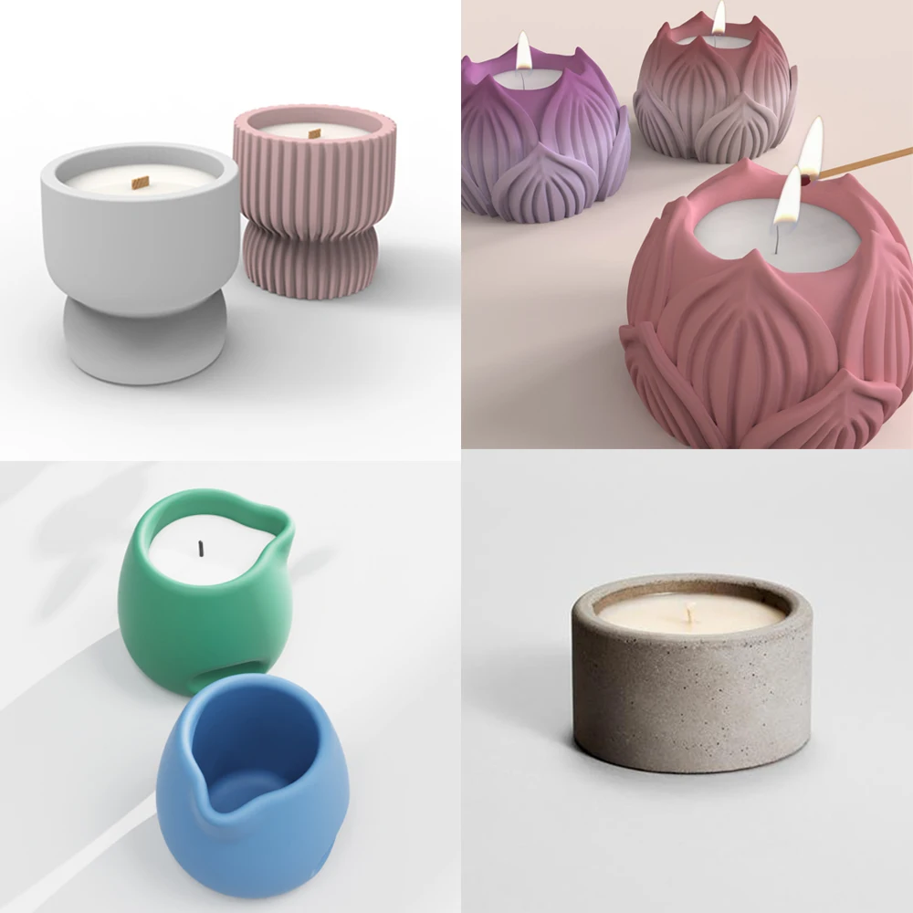 

Nordic Simple Design Gypsum Candle Cup Jar Silicone Mold Scented Cup Wax Home Decor DIY Concrete Handicrafts Candlestick Molds