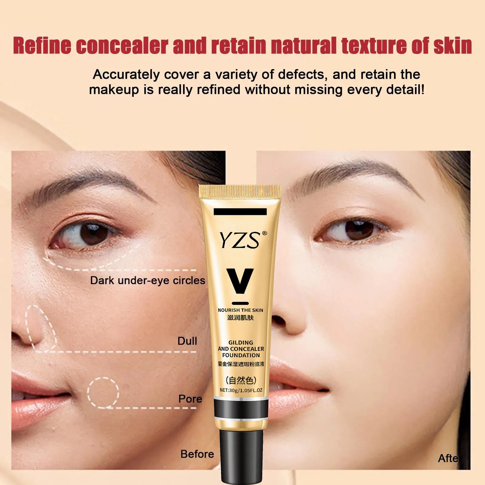 BB Cream Brighten Even Skin Tone Liquid Foundation Moisturizing Hydrating Concealer Cover Blemishes Concel Pores Makeup Base 2