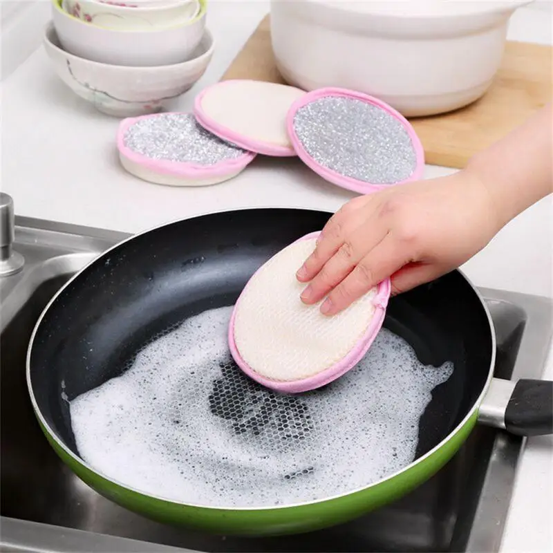 4Pcs Kitchen Gadgets Cleaning Tools Double Side Dishwashing Sponge Pan Pot  Dish Wash Sponges Tableware Washing Brush Household