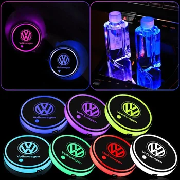 2PCS Volkswagen 7 colori luce ambientale sottobicchiere acqua per VW Golf 6 7 MK4 TSI TDI Magotan B5 B6 B7 GTD Touareg Passat Polo