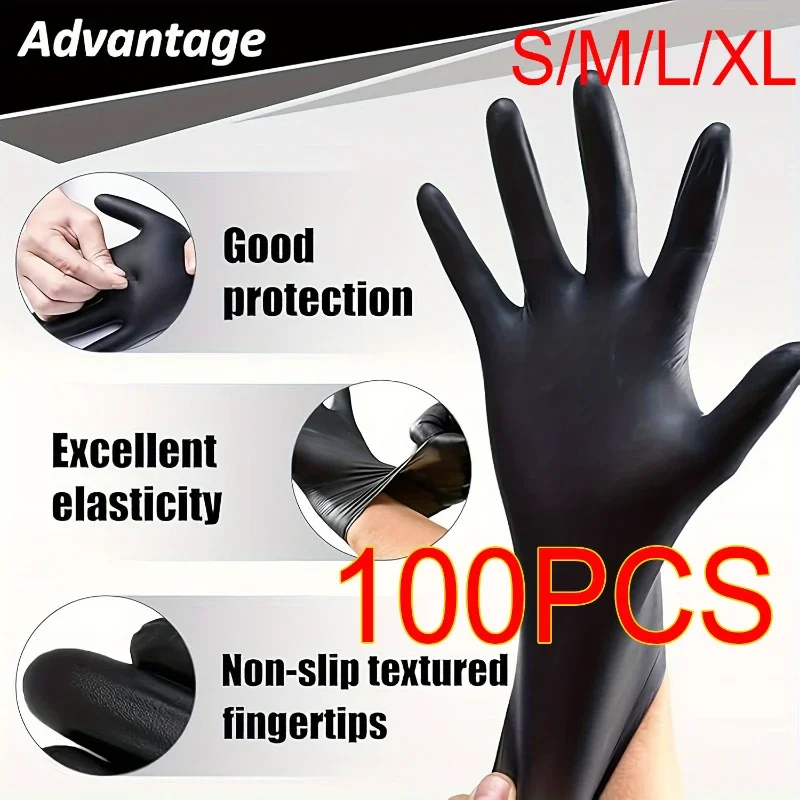 10-100PCS Black Nitrile Gloves Disposable Gloves for Househol Cleaning Work Safety Tools Gardening Kitchen Cooking Tool