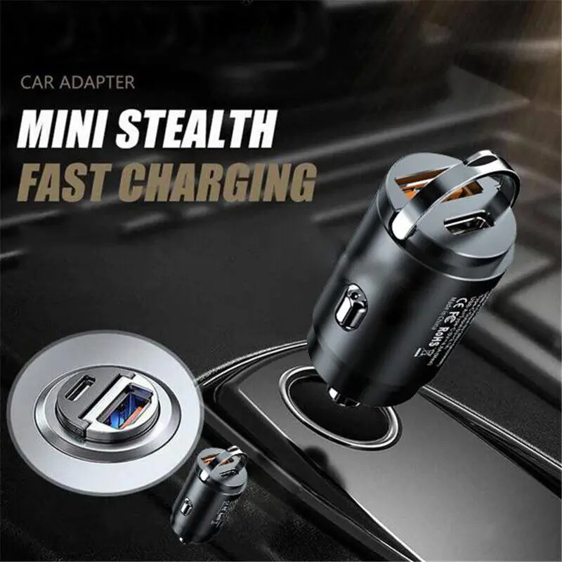 100w Car Phone Charger Super Fast Charging Usb Charger Stealth Portable Mini Cigarette Lighter Adapter For Iphone Huawei Samsung yantu 12v 24v car cigarette lighter socket splitter plug led usb charger adapter 1a 2 1a 100w voltage detection for phone mp3 dv